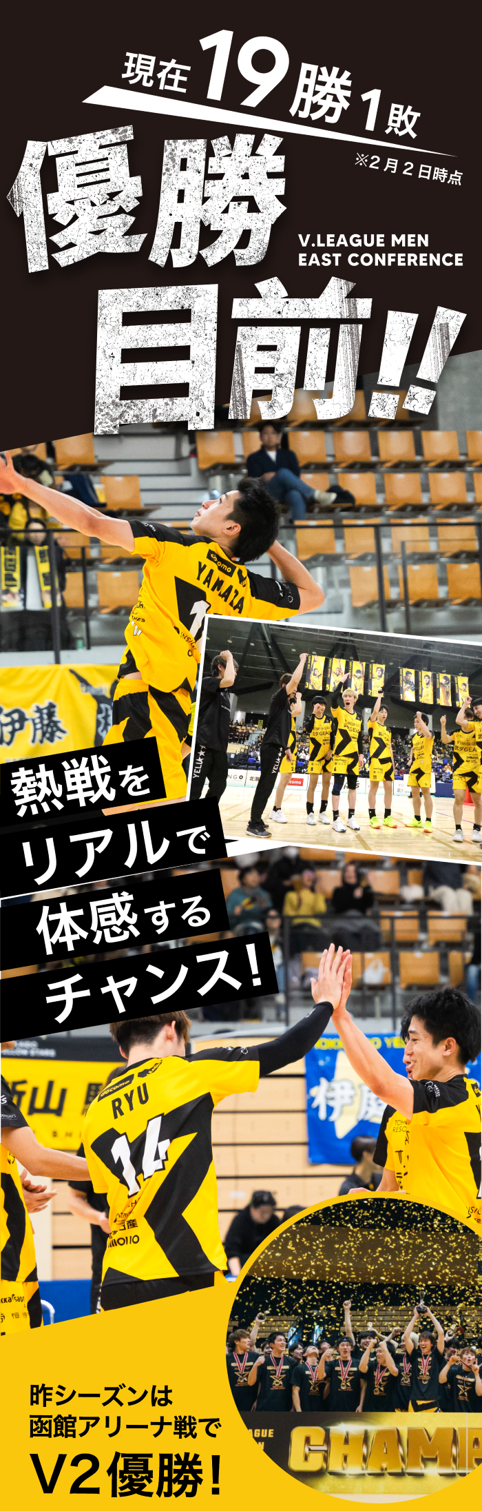 現在19勝1敗 優勝目前※2月2日時点